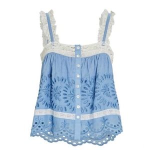 Gorgeous Bohemian LoveShackFancy Lace cut outs Blouse Vintage Vibes